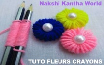 TUTOS astuces pour faire des fleurs en laine avec des crayons