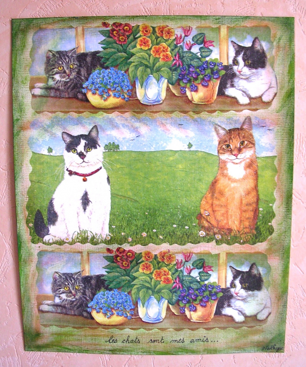 tableau chats serviettes