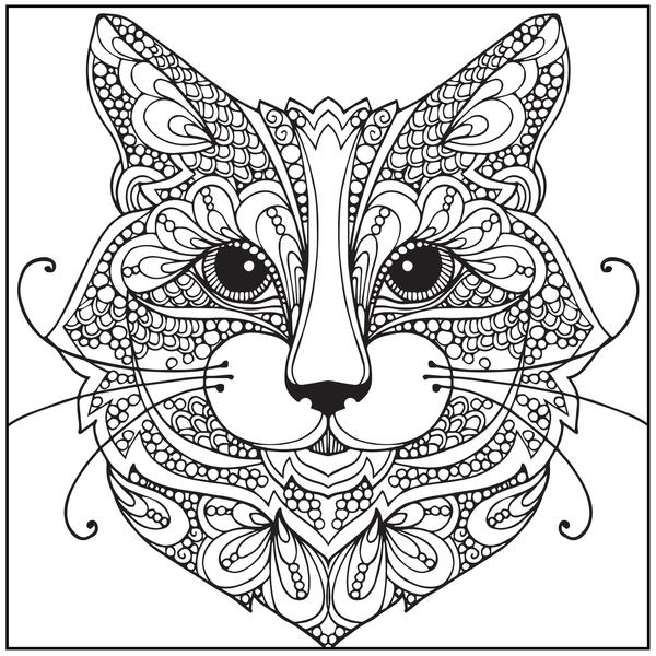 Coloriage Tête de Chat  COLORIAGE ANTISTRESS  Galerie  Nafeuse'Magazine