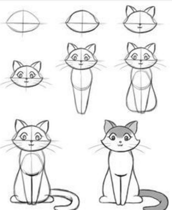 dessiner un chat assis